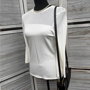 Ralph Lauren White Long Sleeve Top with Mesh Detail